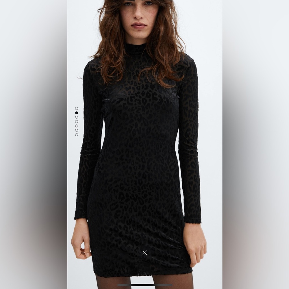 Mango velvet animal print dress